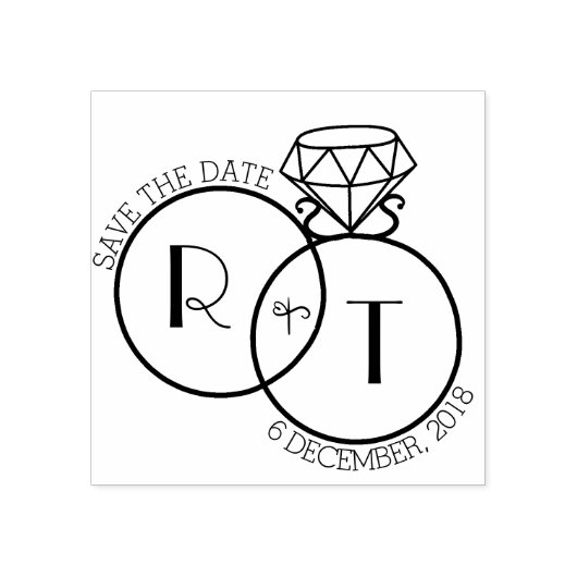 Monogramm-Save the Date Briefmarke Gummistempel (Prägung)