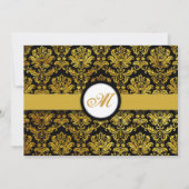 Monogramm-Save the Date-Karte für Schwarz-Gold-Dam Save The Date (Rückseite)