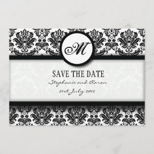 Monogramm-Save the Date-Karte für Schwarz und Weiß Save The Date