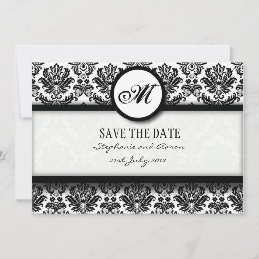 Monogramm-Save the Date-Karte für Schwarz und Weiß Save The Date (Vorderseite)