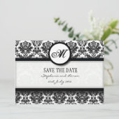 Monogramm-Save the Date-Karte für Schwarz und Weiß Save The Date (Stehend Vorderseite)