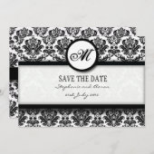 Monogramm-Save the Date-Karte für Schwarz und Weiß Save The Date (Vorne/Hinten)