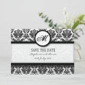 Monogramm-Save the Date-Karte für Schwarz und Weiß Save The Date (Stehend Vorderseite)