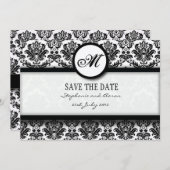 Monogramm-Save the Date-Karte für Schwarz und Weiß Save The Date (Vorne/Hinten)