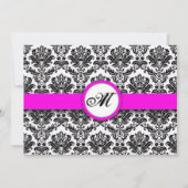 Monogramm-Save the Date-Karte mit Schwarz-Rosa-Dam Save The Date (Rückseite)