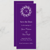 Monogramm Save the Date (lila) (Vorne/Hinten)