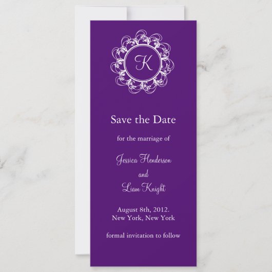 Monogramm Save the Date (lila) (Vorderseite)