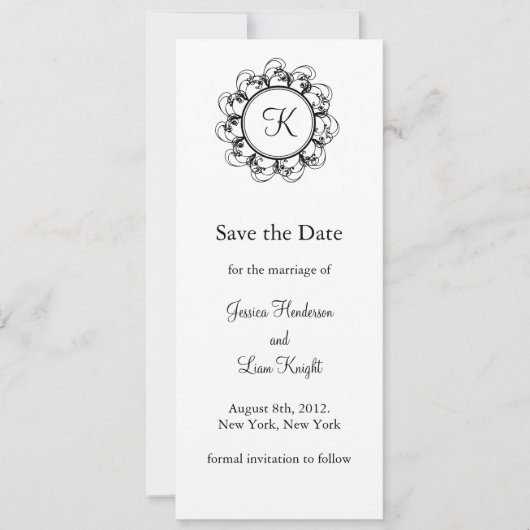 Monogramm Save the Date (weiß) (Vorderseite)