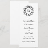 Monogramm Save-the-Date (weiß) Save The Date (Vorne/Hinten)