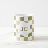 Monogramm Schachbrettmuster Grün Beige Modern Einf Kaffeetasse (Mittel)