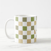 Monogramm Schachbrettmuster Grün Beige Modern Einf Kaffeetasse (Links)