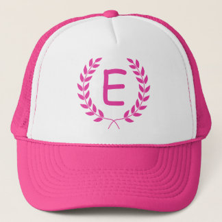 Monogramm-schaffen rosa Lorbeer-Kranzhut Ihre Truckerkappe