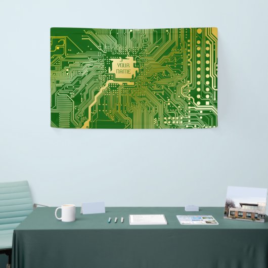 Monogramm Schaltkreisplatine Elektronik Chip Tech Banner (Messeveranstaltung)