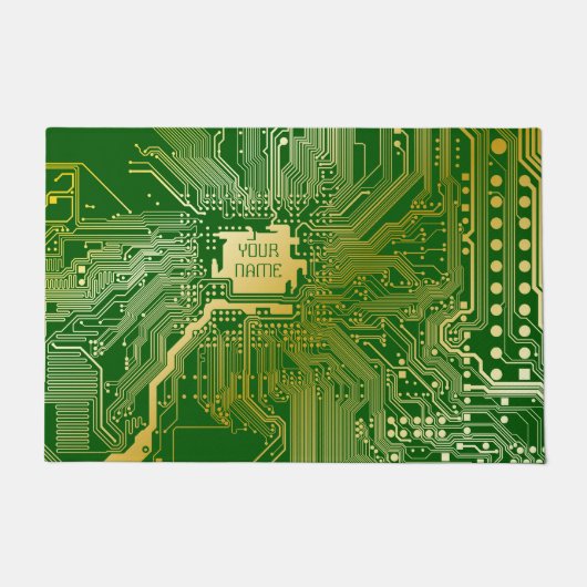Monogramm Schaltkreisplatine Elektronik Chip Tech Fußmatte (Vorderseite)