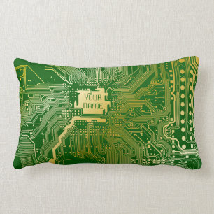 Monogramm Schaltkreisplatine Elektronik Chip Tech Lendenkissen