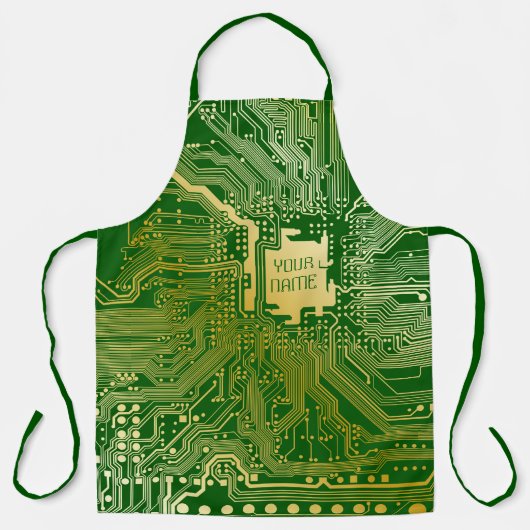 Monogramm Schaltkreisplatine Elektronik Chip Tech Schürze (Vorderseite)