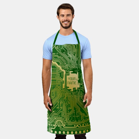 Monogramm Schaltkreisplatine Elektronik Chip Tech Schürze (Getragen)