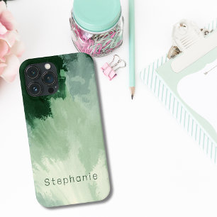 Monogramm-Schattierungen in Grün Wasserfarben-Abst Case-Mate iPhone Hülle