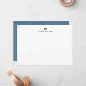 Monogramm Schieferblaue Typografie Mitteilungskarte (Vorderseite/Rückseite Beispiel)
