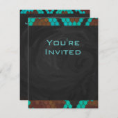 Monogramm Schlange braun und Aquamarin drucken Einladung (Vorne/Hinten)