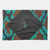 Monogramm Schlange braun und Aquamarin drucken Handtuch (Horizontal)