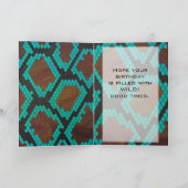 Monogramm Schlange braun und Aquamarin drucken Karte (Innenseite)