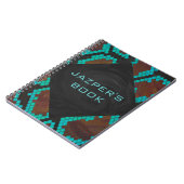 Monogramm Schlange braun und Aquamarin drucken Notizblock (Linke Seite)