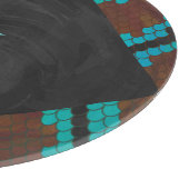 Monogramm Schlange braun und Aquamarin drucken Schneidebrett (Ecke)