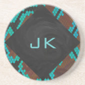 Monogramm Schlange braun und Aquamarin drucken Untersetzer (Vorne)