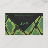 Monogramm-Schlangen-Grün und Schwarzes Visitenkarte (Rückseite)