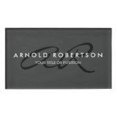 Monogramm Schlicht Grau Namenschild (Vorderseite)