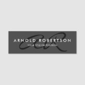 Monogramm Schlicht Grau Namensschild (Vorderseite)