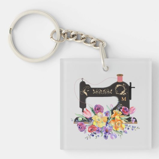 Monogramm-Schlüsselanhänger der Vintagen Nahmaschi Schlüsselanhänger (Vorderseite)