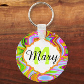 Monogramm-Schlüsselanhänger für abstrakte Farben Schlüsselanhänger (Vorderseite)