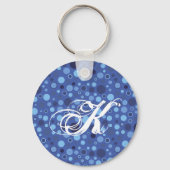 Monogramm-Schlüsselanhänger für Blauer Blasen-Punk Schlüsselanhänger (Vorderseite)