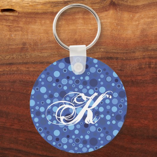 Monogramm-Schlüsselanhänger für Blauer Blasen-Punk Schlüsselanhänger (Vorderseite)