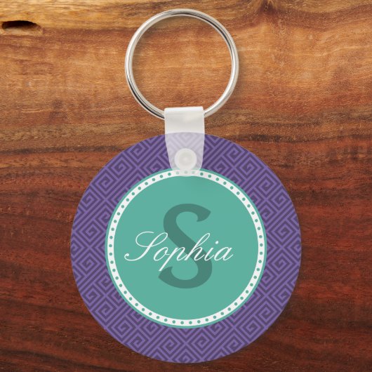 Monogramm-Schlüsselanhänger für griechisches Schlü Schlüsselanhänger (Vorderseite)