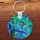 Monogramm-Schlüsselring mit blauer und grüner Geom Schlüsselanhänger (Rückseite)