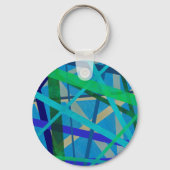 Monogramm-Schlüsselring mit blauer und grüner Geom Schlüsselanhänger (Rückseite)