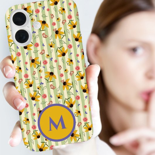 Monogramm-Schmalblättrige Kegelblume Schmetterling Case-Mate iPhone Hülle