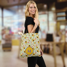 Monogramm-Schmalzblume-Schmetterling-Blumenmuster Tasche