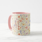 Monogramm Schmetterlinge Aquarell Blumen Geschenk  Tasse (Vorderseite Links)