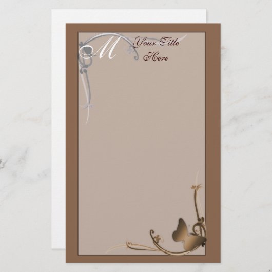 Monogramm-Schmetterlings-Briefpapier Briefpapier (Vorne/Hinten)