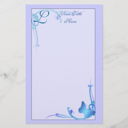 Monogramm-Schmetterlings-Briefpapier Briefpapier (Vorderseite)