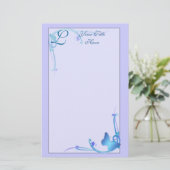 Monogramm-Schmetterlings-Briefpapier Briefpapier (Stehend Vorderseite)