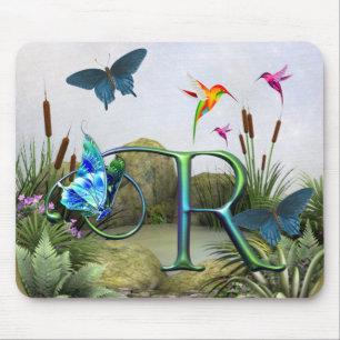 Monogramm-Schmetterlings-Fantasie R Mousepad