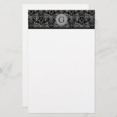 Monogramm-Schmutz-Damast-Briefpapier Briefpapier (Vorne/Hinten)