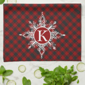 Monogramm-Schneeflocke auf kariert Geschirrtuch (Gefaltet)