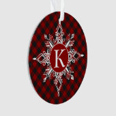 Monogramm-Schneeflocke auf kariert Ornament (Vorderseite)