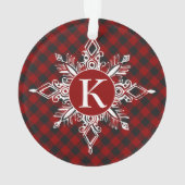 Monogramm-Schneeflocke auf kariert Ornament (Rückseite)